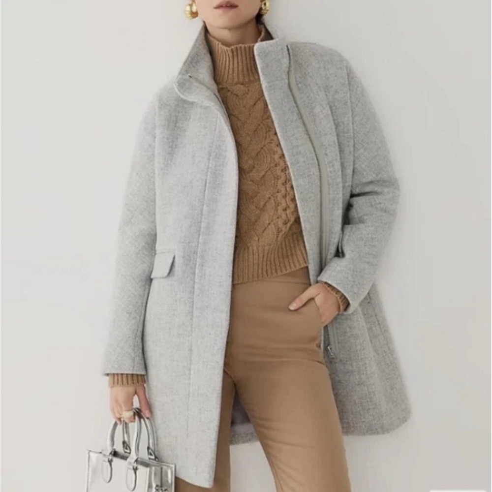 J Crew Womens Cocoon Coat Stadium Cloth Nello Gori Heather Gray Sz 0 Excellent!
